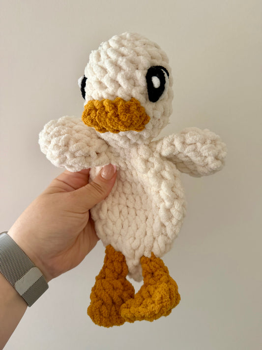 Crochet Duck Snuggler | Handmade Baby Comfort Toy | Soft Chenille Lovey