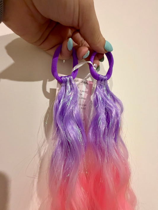Fairy floss piggy tail set of two 14 inch length